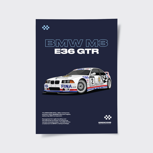 BMW M3 E36 GTR - Poster Print