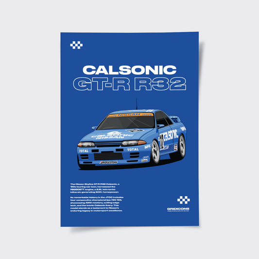Nissan Skyline GT-R R32 Calsonic - Poster Print
