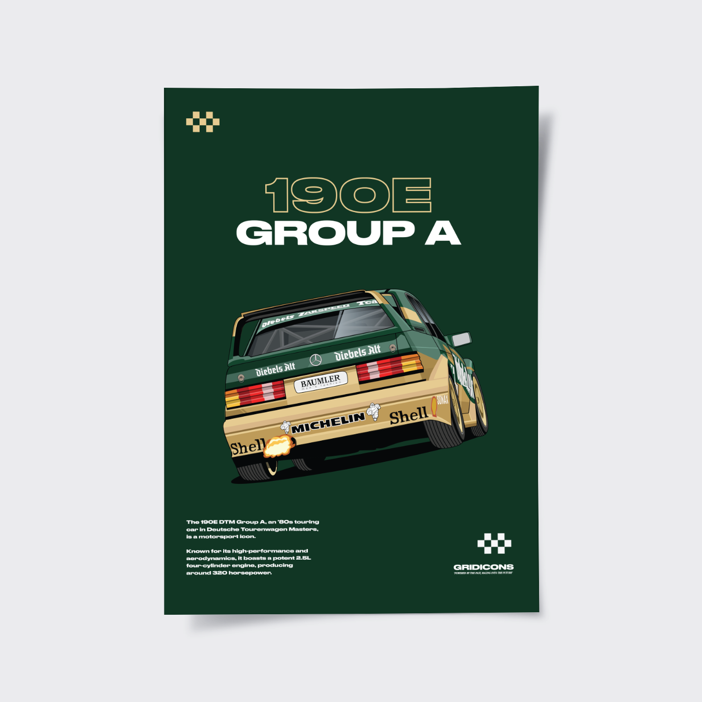 Mercedes-Benz 190 E 2.5-16 Evolution II Group A - Poster Print