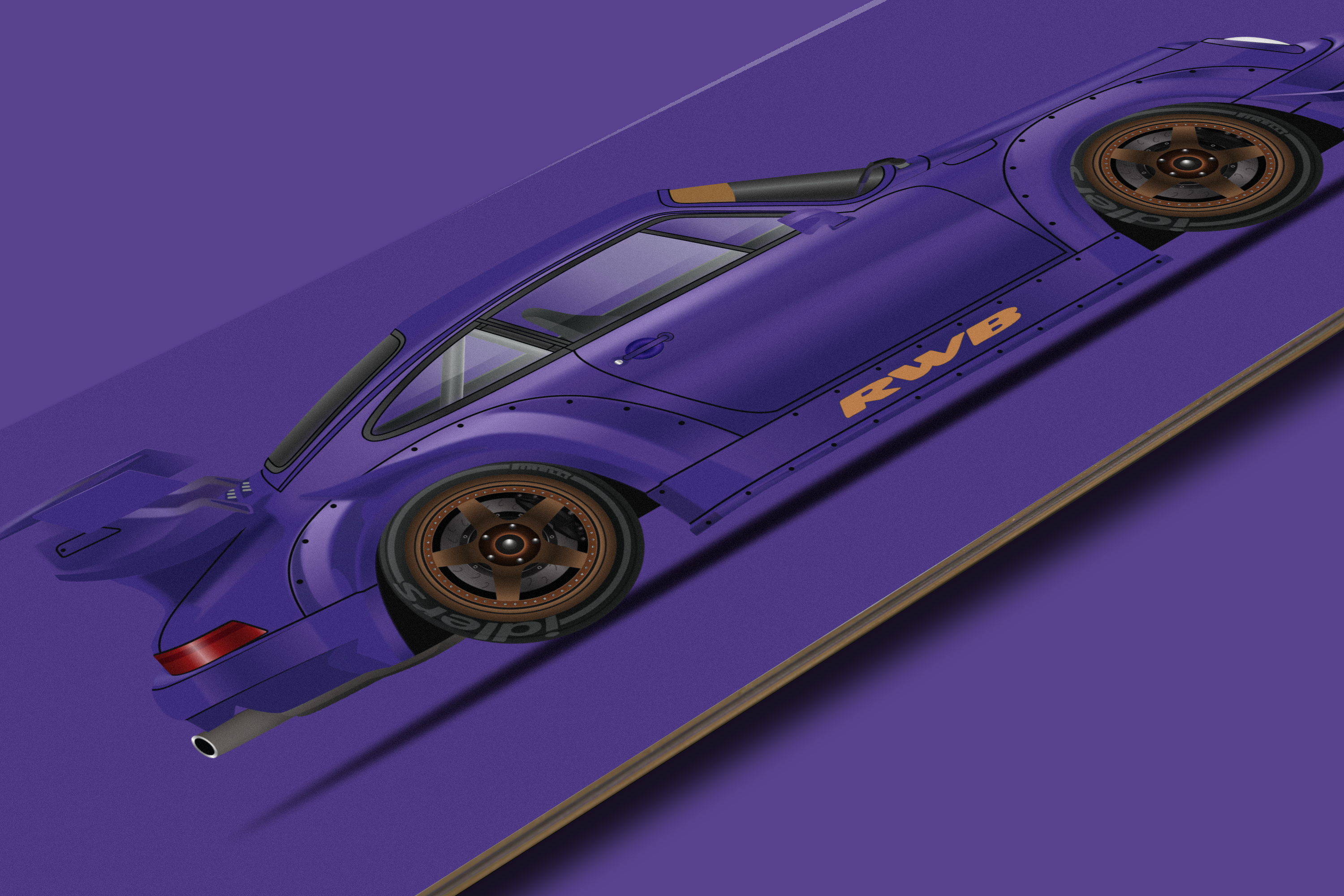 RWB Porsche 930 - Purple - Skate Deck Wall Art
