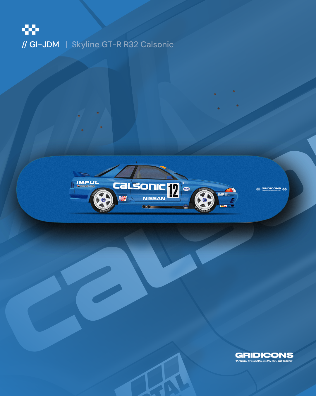 Nissan Skyline GT-R R32 Calsonic - Race Car - Skate Deck Wall Art