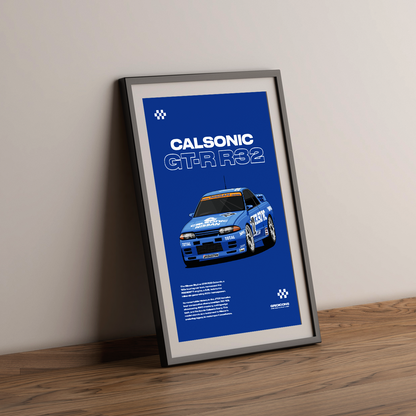 Nissan Skyline GT-R R32 Calsonic - Poster Print