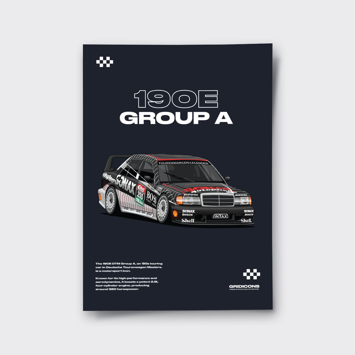 Mercedes-Benz 190 E 2.5-16 Evolution II DTM Group A (Black) - Poster Print