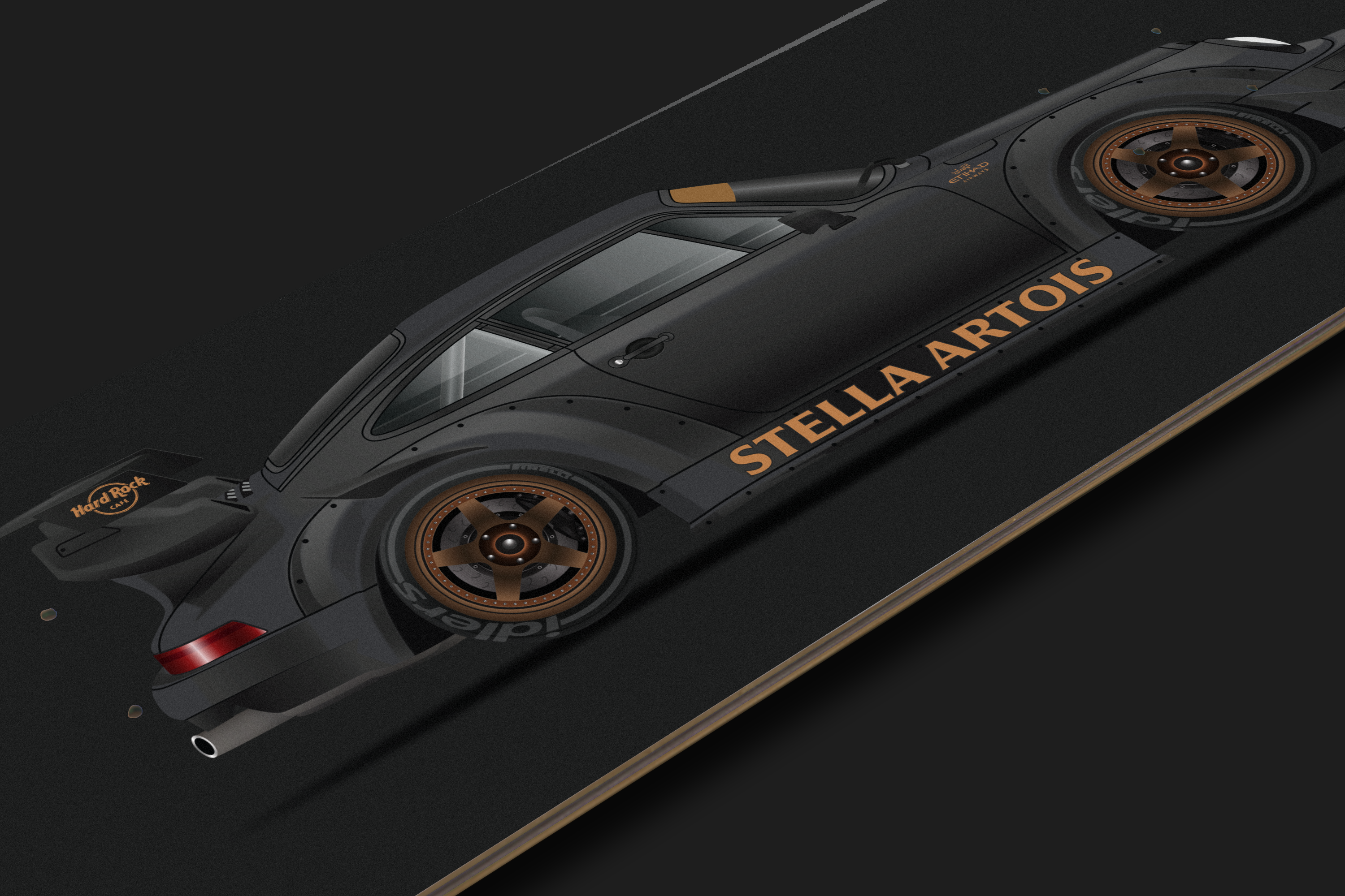 RWB Porsche 930 Black "Stella" - Skate Deck Wall Art