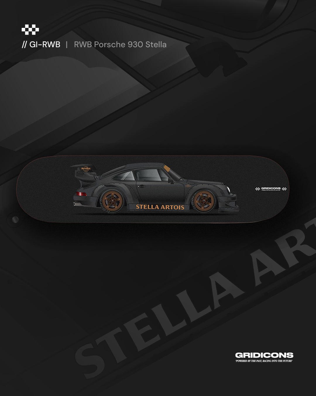 RWB Porsche 930 Black "Stella" - Skate Deck Wall Art