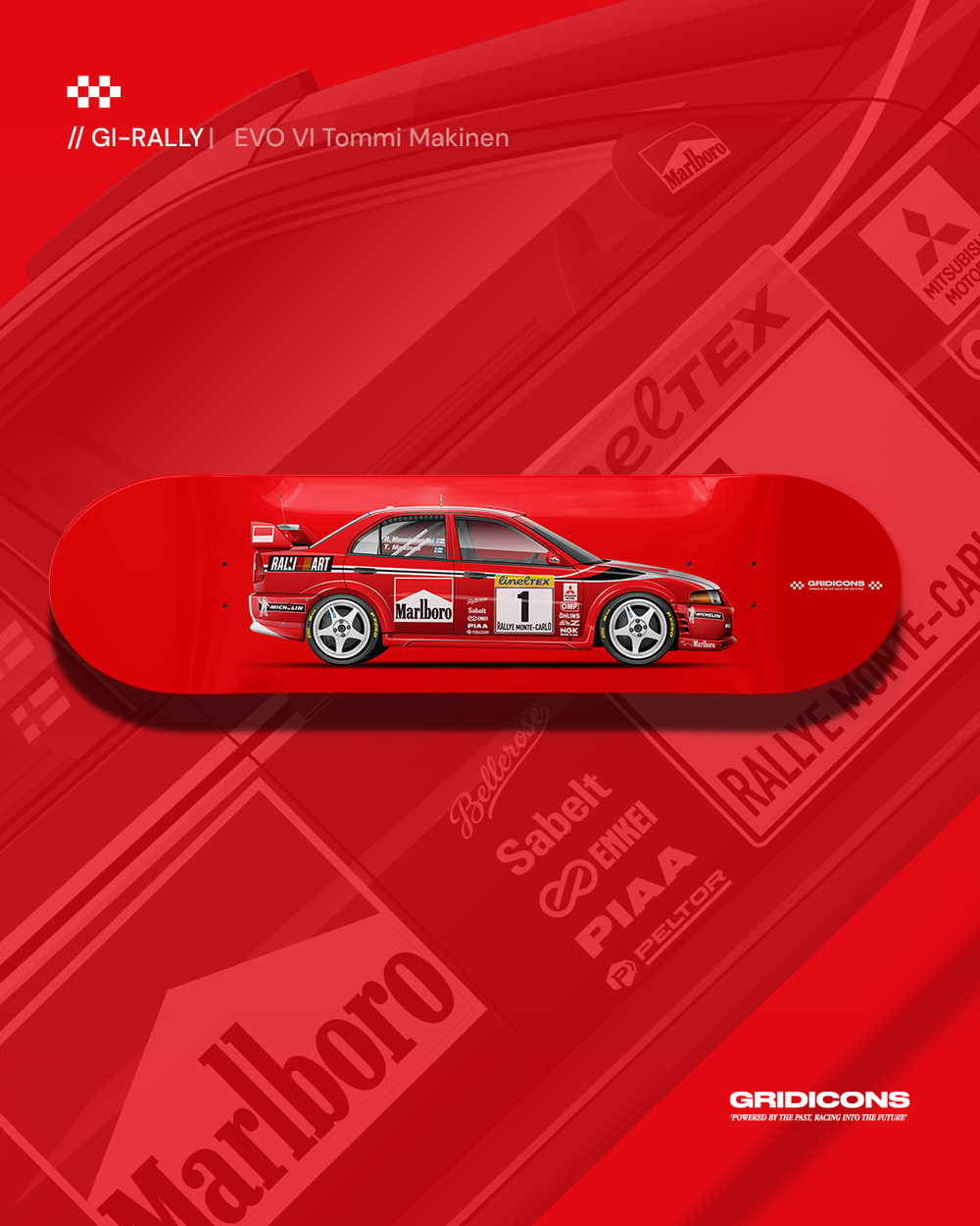 Mitsubishi EVO VI Rally Car Marlboro - Skate Deck Wall Art