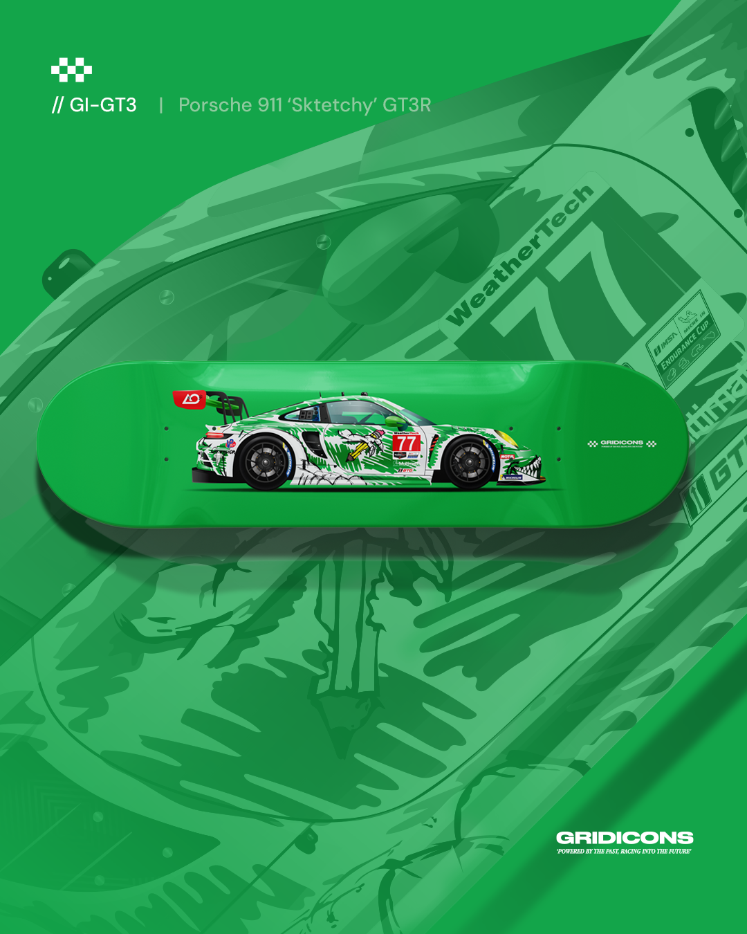 Porsche 911 GT3R "Sketchy" - Skate Deck Wall Art