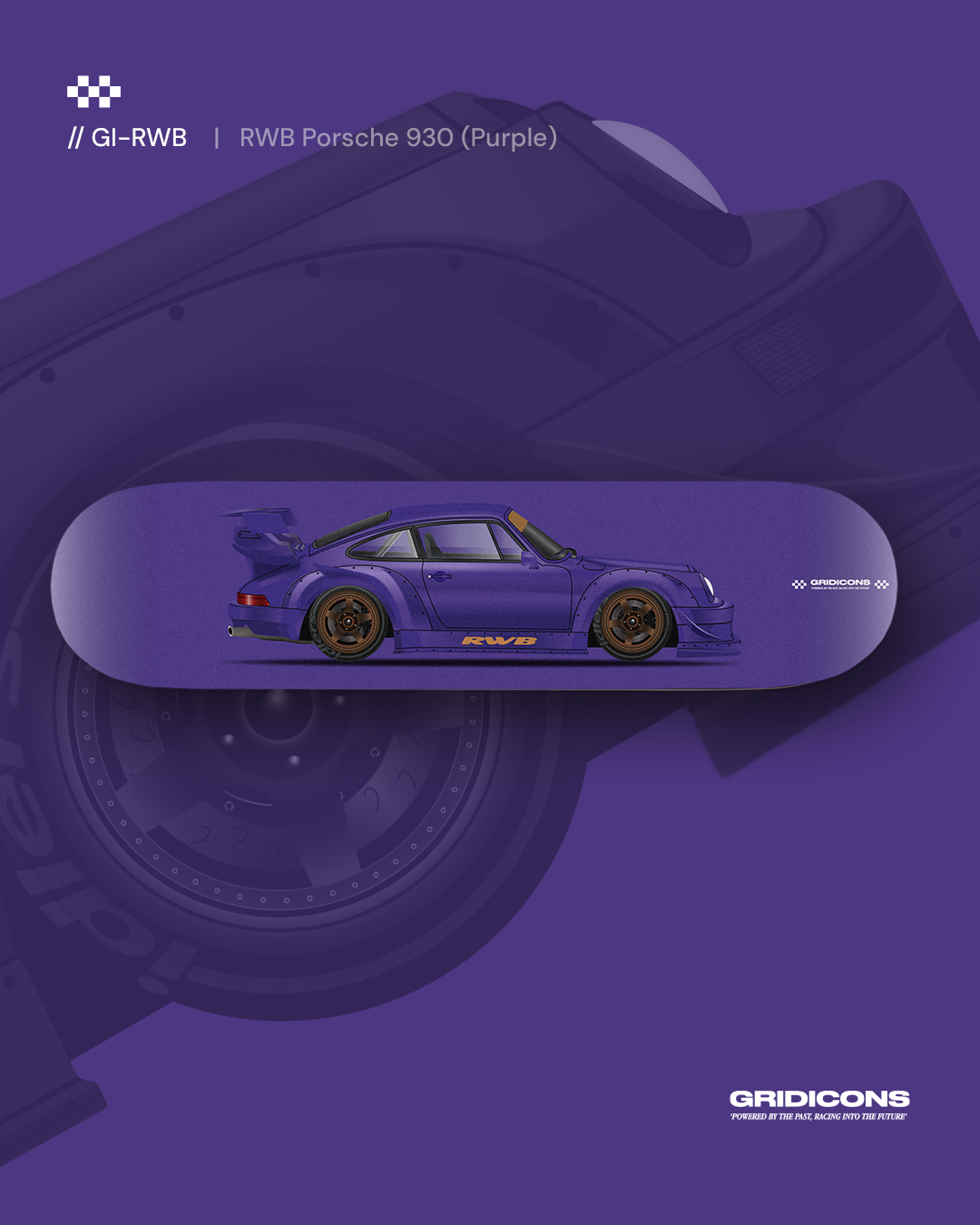 RWB Porsche 930 - Purple - Skate Deck Wall Art