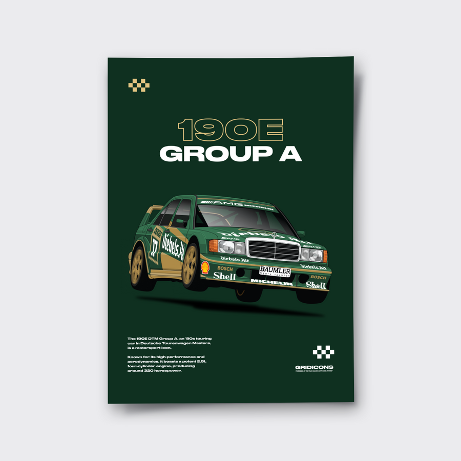 Mercedes-Benz 190 E 2.5-16 Evolution II Group A (Front) - Poster Print