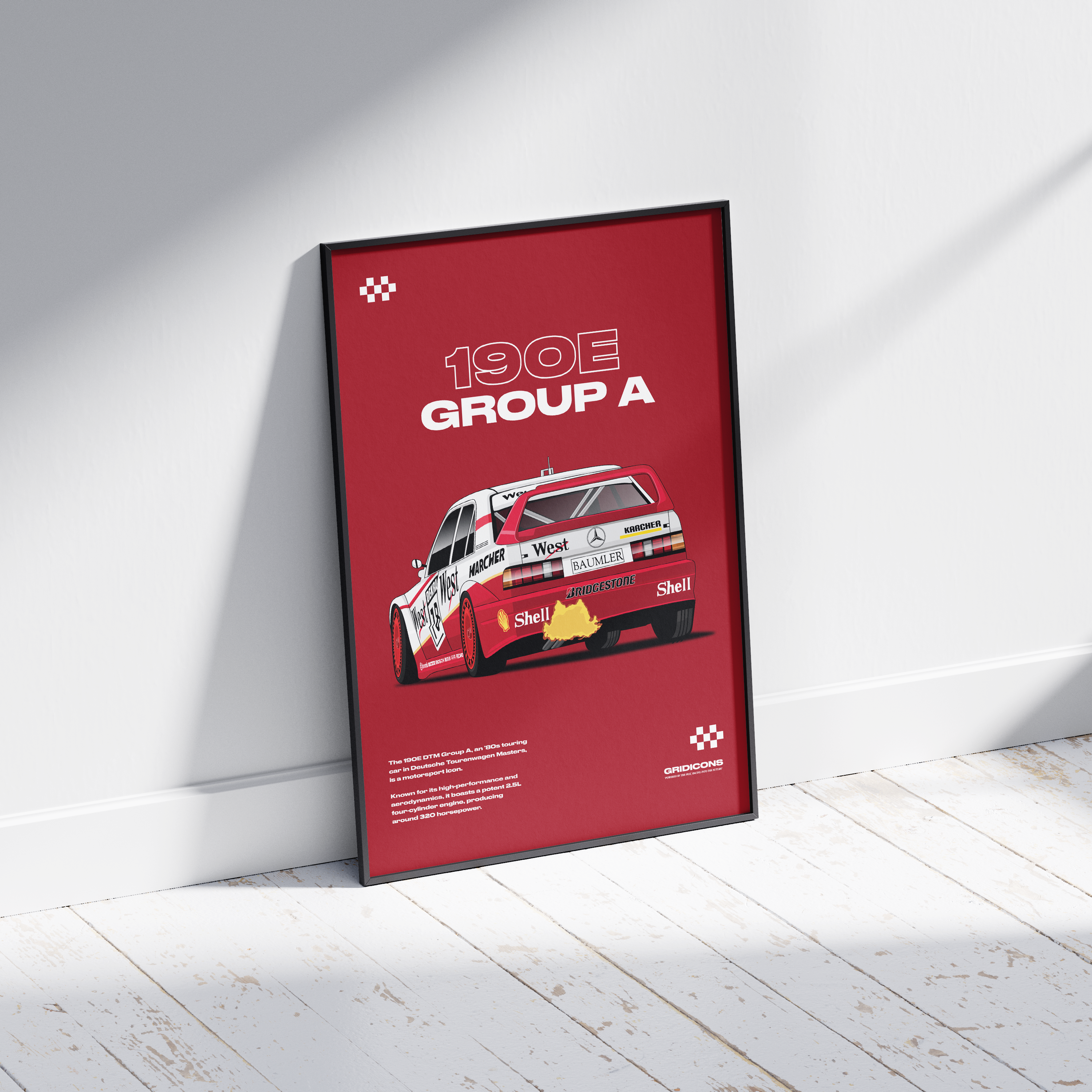 Mercedes-Benz 190 E 2.5-16 Evolution II DTM Group A (Red Back) - Poster Print