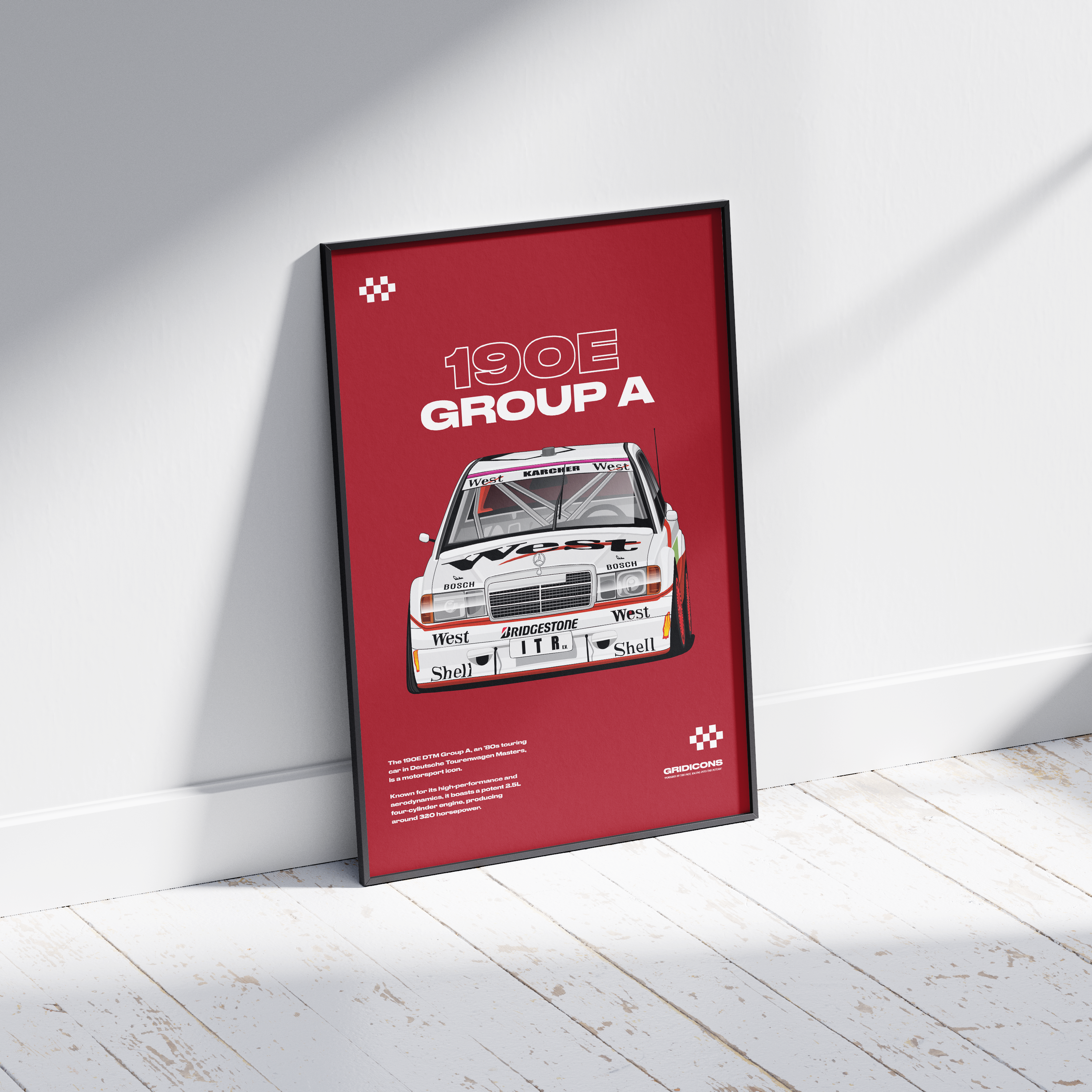 Mercedes-Benz 190 E 2.5-16 Evolution II DTM Group A (Red Front) - Poster Print