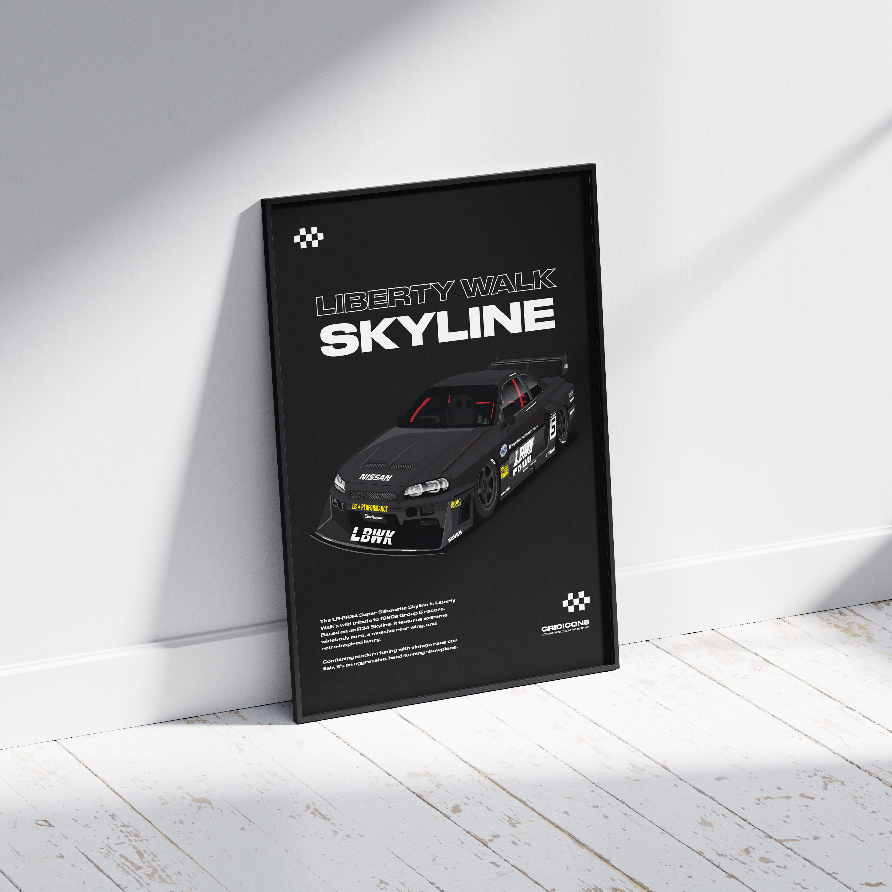 Nissan LB-ER34 Super Silhouette Skyline (Black) - Poster Print