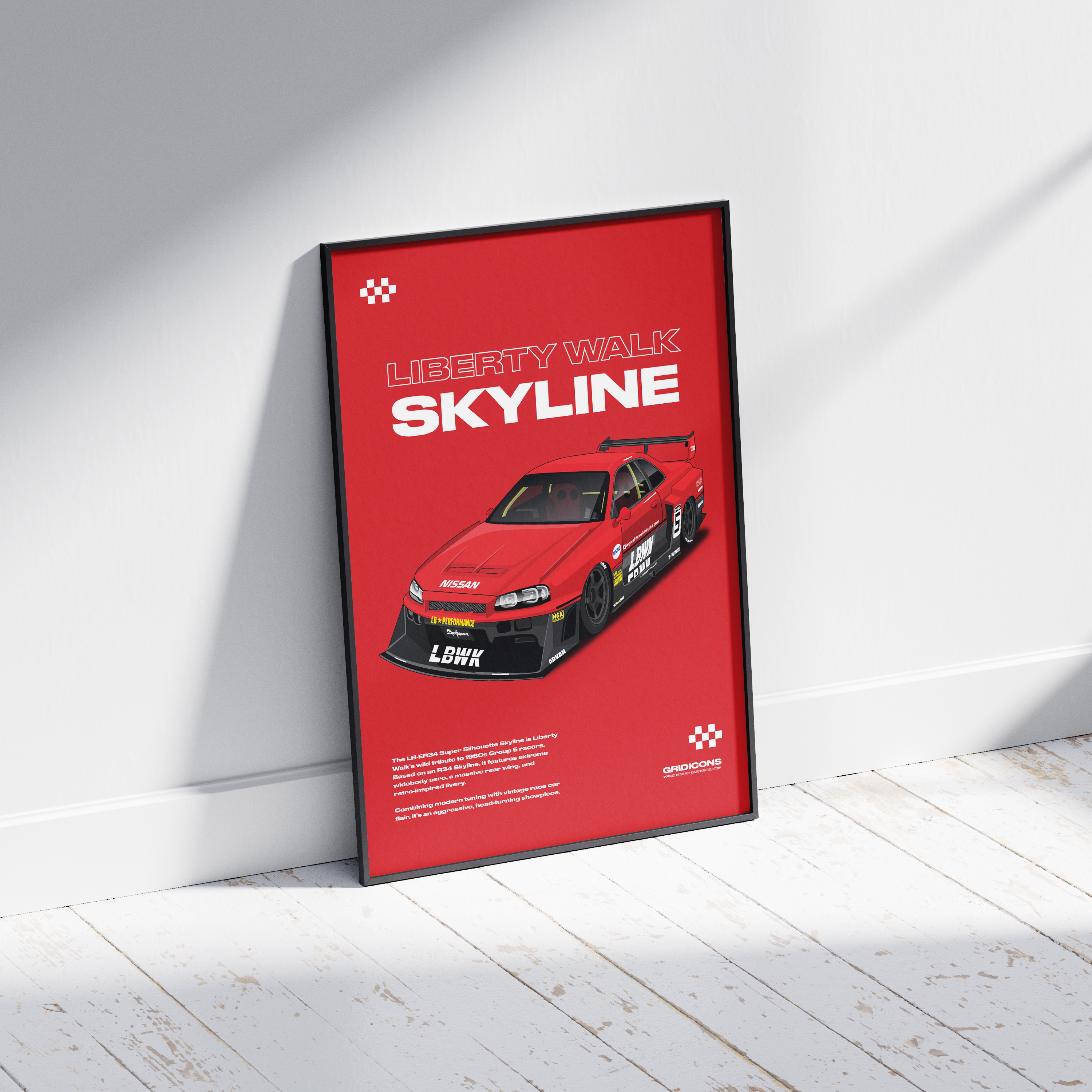 Nissan LB-ER34 Super Silhouette Skyline (Red) - Poster Print