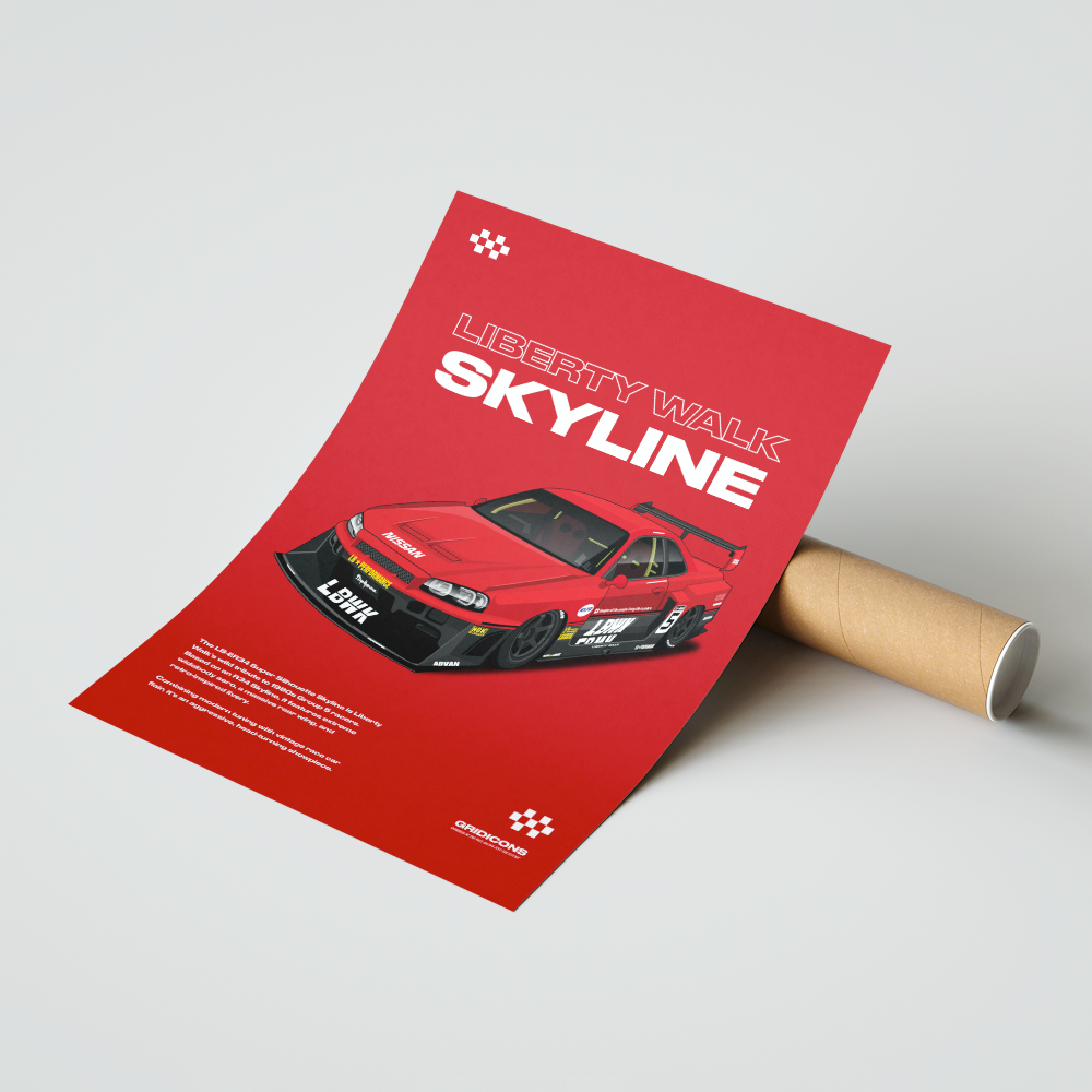Nissan LB-ER34 Super Silhouette Skyline (Red) - Poster Print