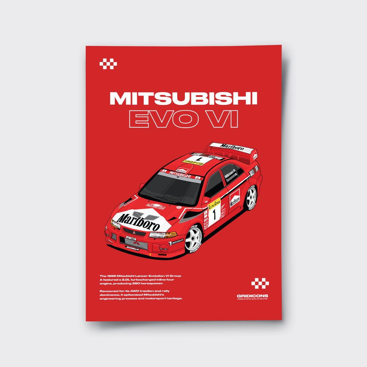 Mitsubishi EVO VI Rally Car Malboro - Poster Print