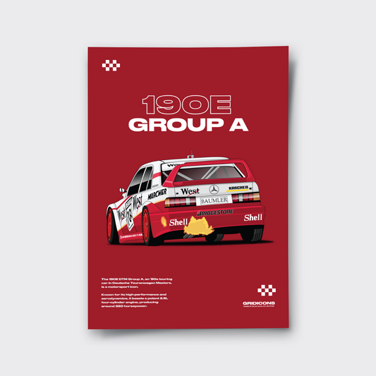 Mercedes-Benz 190 E 2.5-16 Evolution II DTM Group A (Red Back) - Poster Print