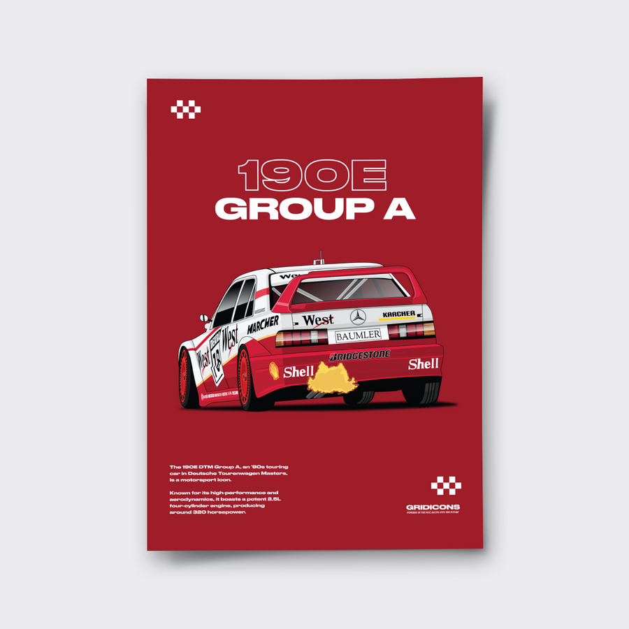 Mercedes-Benz 190 E 2.5-16 Evolution II DTM Group A (Red Back) - Poster Print