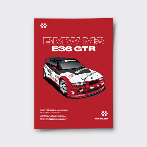 BMW M3 E36 GTR #2- Poster Print