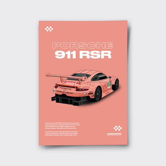 Porsche 911 RSR Pink Pig - Poster Print