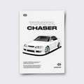 Poster of a Toyota Chaser with brand logo on a white background