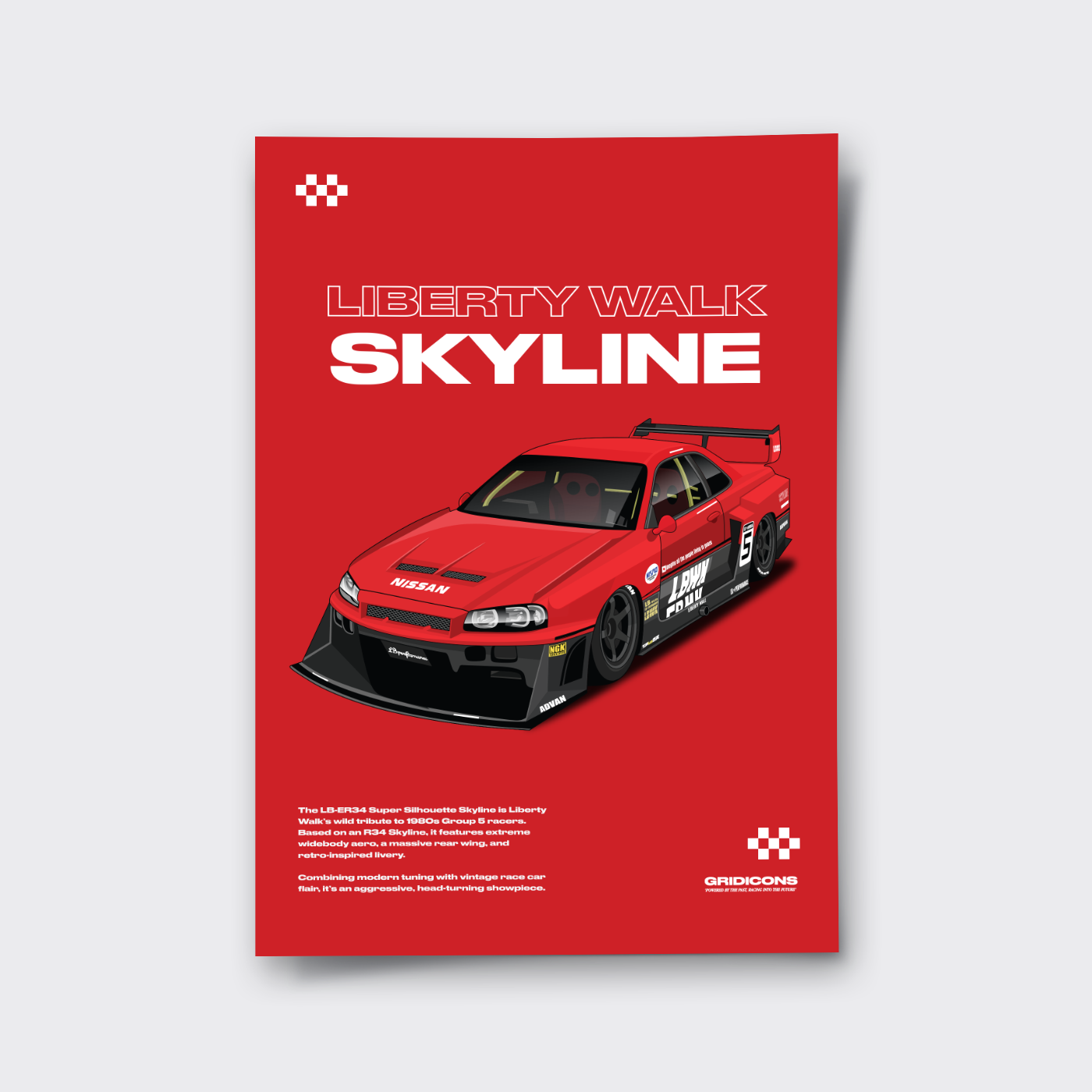 Nissan LB-ER34 Super Silhouette Skyline - Poster Print
