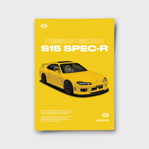 Silvia S15 Spec-R Poster Print - Grid Icons